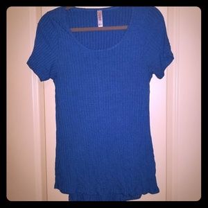 Lularoe Classic Tee large solid blue ribbed